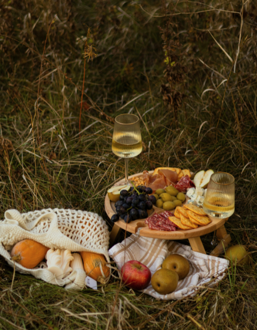 A picnic with charcuterie and wine