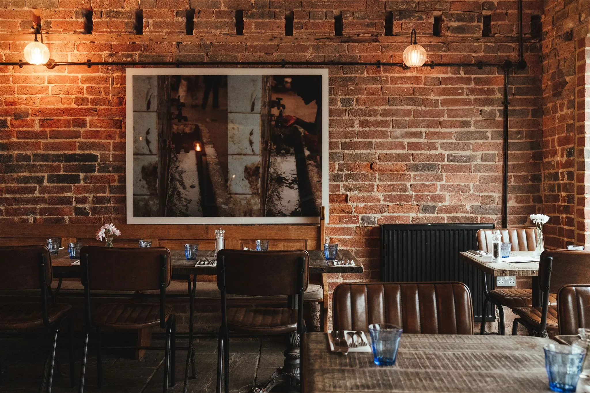 Interior of the Goudhurst inn with tables and chairs